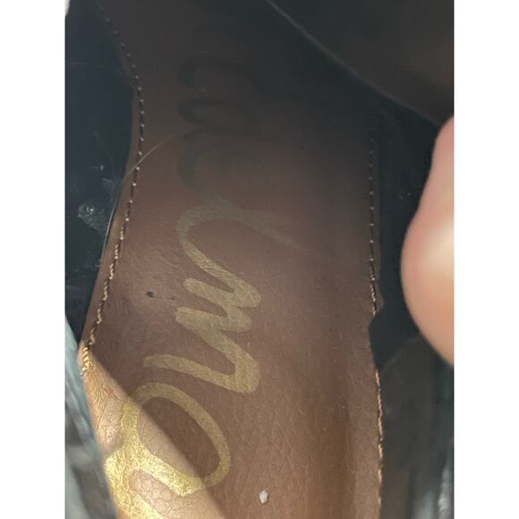 Sam Edelman Posey Suede Leather Ankle Booties Womens 9 M Metal Chain Black Boots - Picture 8 of 12